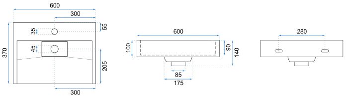 Раковина подвесная Rea Goya 600х370х140 белый REA-U8901