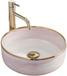 Раковина накладна Rea Merida 355х355х120 рожевий, золото