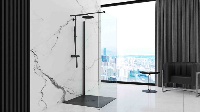 Душевой поддон Rea Stone 90x90х3 черный