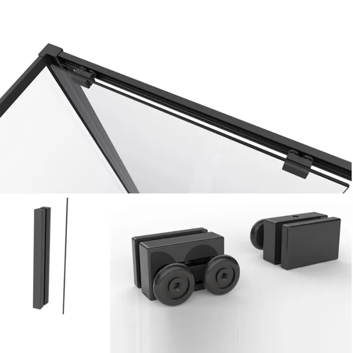 Душевые двери Dusel DSL191B Black Matt раздвижные, стекло прозрачное, 140х190