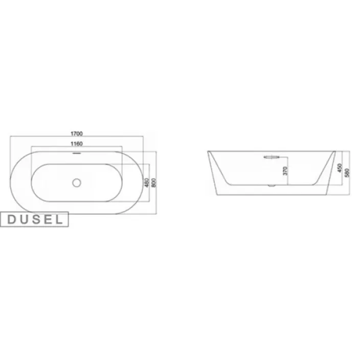 Ванна акриловая Dusel DU103 отдельностоящая, 170x80