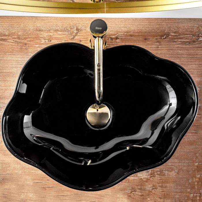 Раковина накладная Rea Pearl 515х375х135 черный
