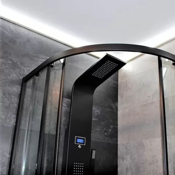 Душевая кабина Dusel EF-182B Black Matt, 90х90х190, дверь раздвижная, прозрачное стекло