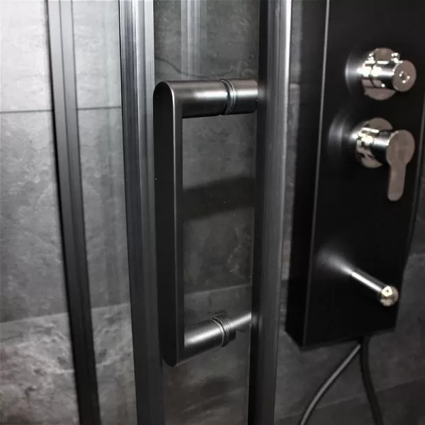 Душевая кабина Dusel EF-182B Black Matt, 90х90х190, дверь раздвижная, прозрачное стекло