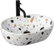 Раковина накладна Rea Amelia Terazzo 480х345х135 білий