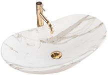 Раковина накладна Rea Royal Lava 605х360х160 білий, мармур REA-U8598