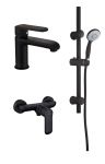 Набор смесителей Invena Siros (для раковины, для душа, душевой гарнитур) черный