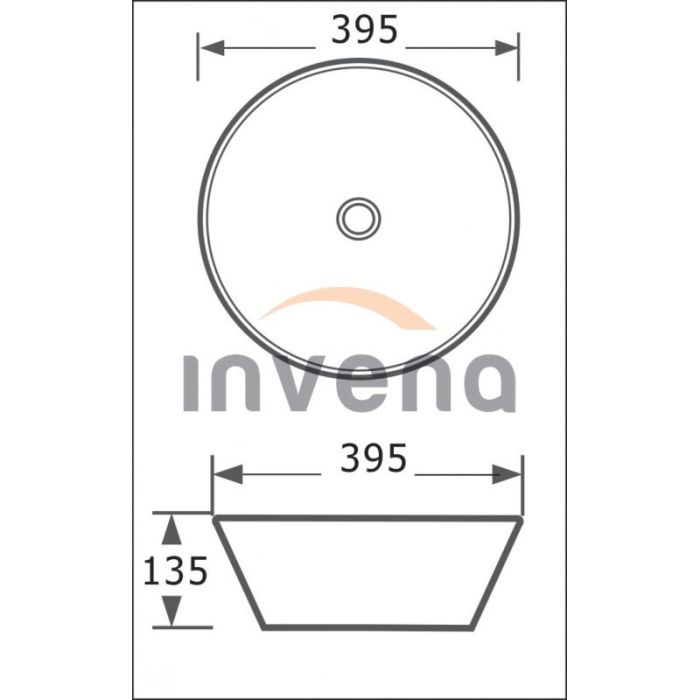 Раковина накладная Invena Dokos CE-19-041 керамика черно-белая