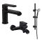 Набір змішувачів Invena Siros (для раковини, для ванни, душовий гарнітур) чорний