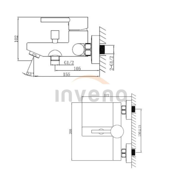 Смеситель для ванны Invena Dafni черный, хром BW-88-004