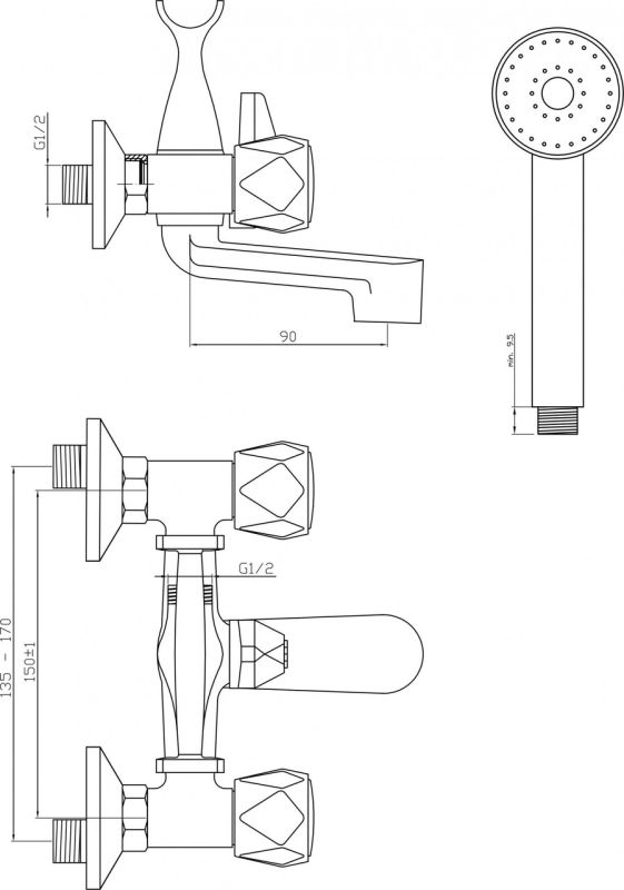 Смеситель для ванны Invena Modena хром BW-11-FOS