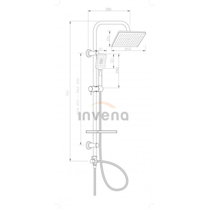 Гарнитура с верхним душем Invena Nyks хром AU-32-001