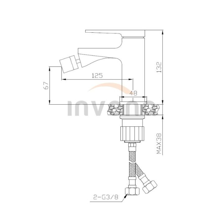 Смеситель для биде Invena Midnight черный, с пружиной BB-35-014