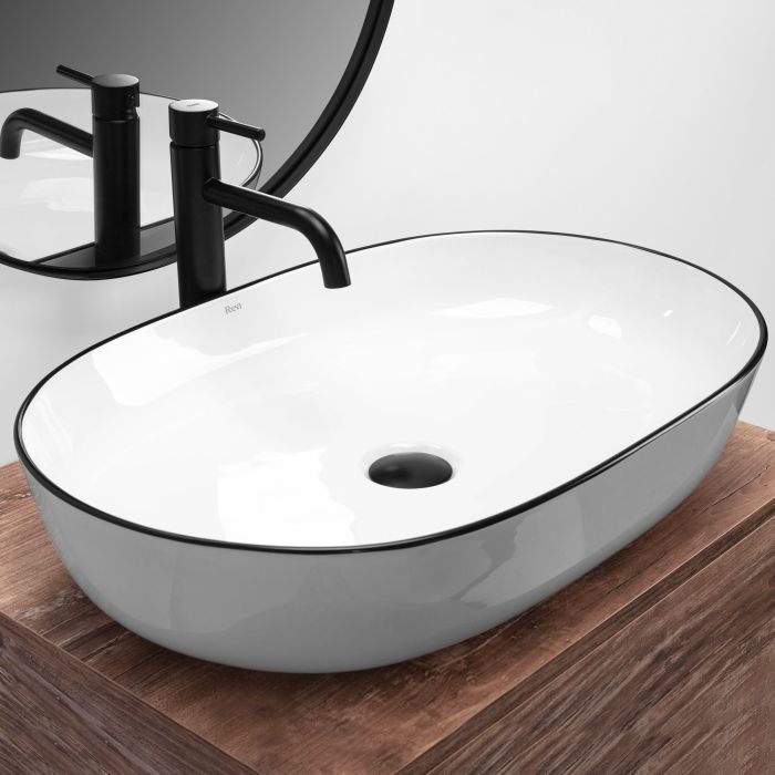 Раковина накладная Rea Cleo Edge 605х410х140 белый