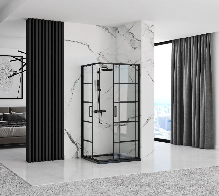 Душевая кабина Rea Concept 80x100 R/L черный + Душевой поддон Savoy черный