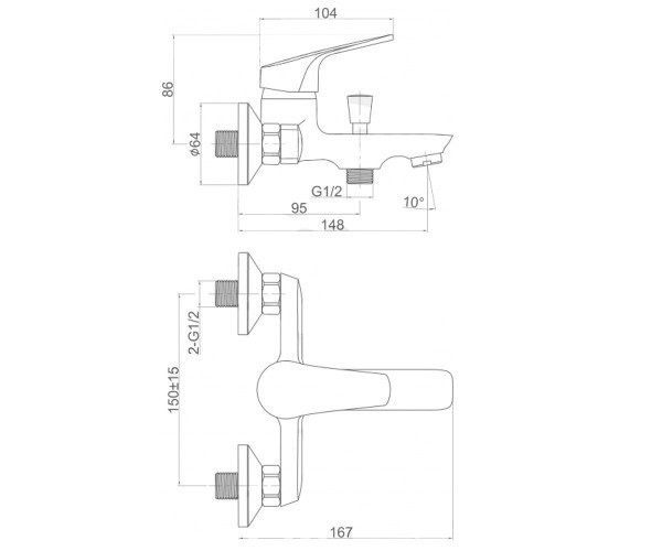 Смеситель для ванны Invena Gracia хром BW-20-001