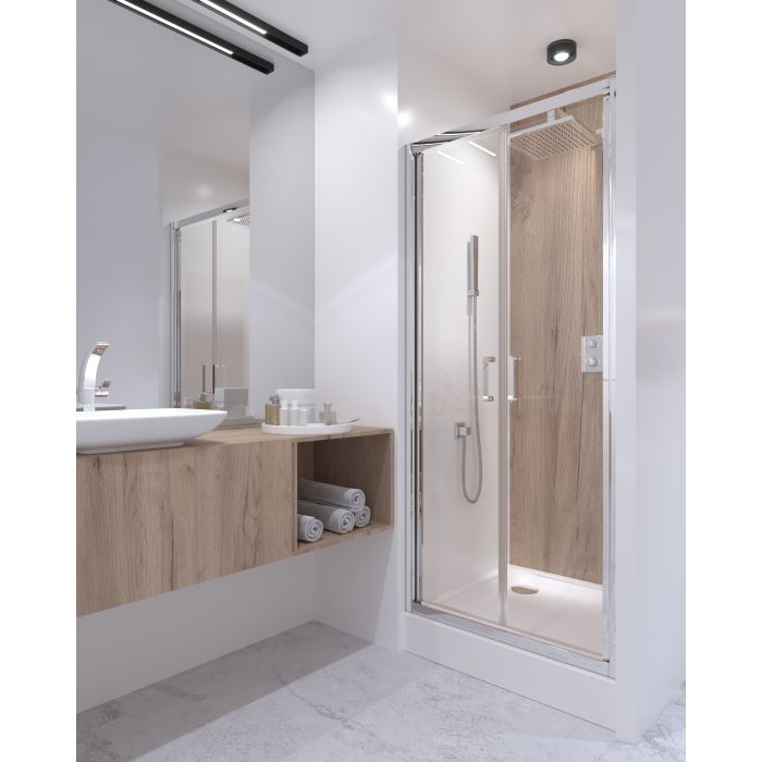 Душевые двери Qtap Gemini CRM209.C6 90х190 см, стекло Clear 6 мм, покрытие CalcLess