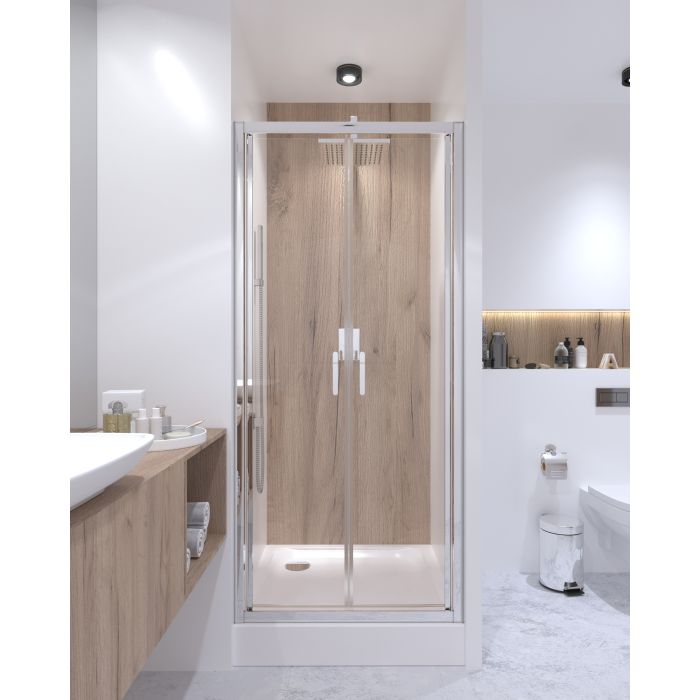 Душевые двери Qtap Gemini CRM209.C6 90х190 см, стекло Clear 6 мм, покрытие CalcLess