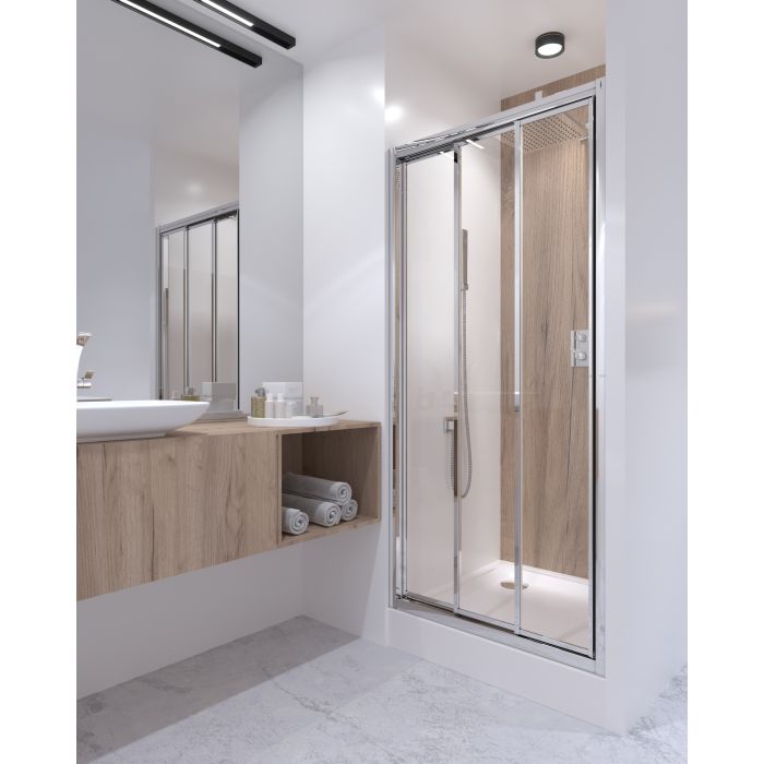 Душевые двери Qtap Unifold CRM208.C4 78-81x185 см, стекло Clear 4 мм, покрытие CalcLess