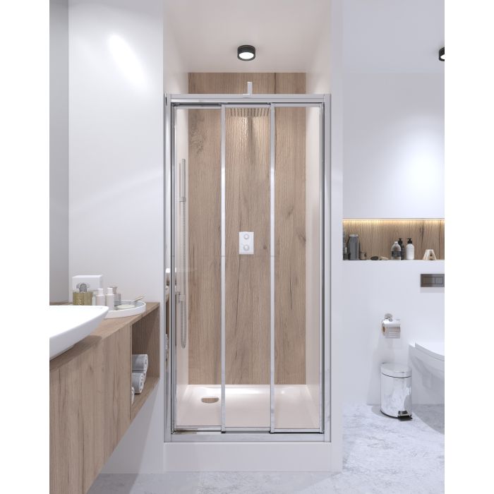 Душевые двери Qtap Unifold CRM208.C4 78-81x185 см, стекло Clear 4 мм, покрытие CalcLess