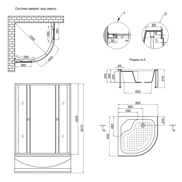 Душевая кабина Lidz Wieza SC90x90.SAT.HIGH.L, стекло Linie 4 мм