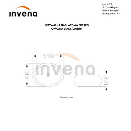 Раковина накладная Invena Fresco CE-31-001 керамика белый/серебро
