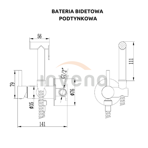 Гигиенический душ Invena золото BP-00-B09