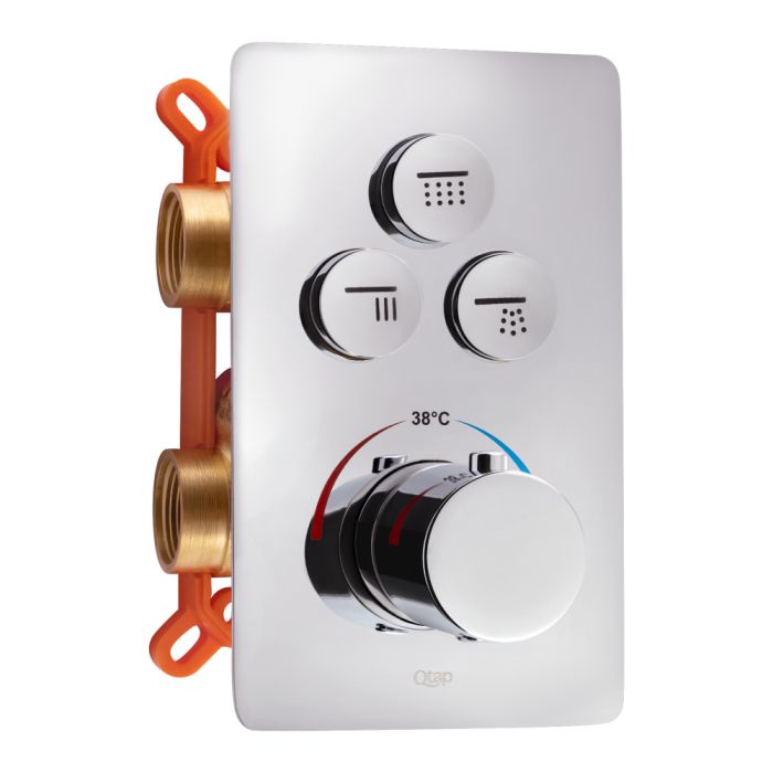 Смеситель термостатический скрытого монтажа для душу Qtap Votice 6443T105NKC для трех потребителей