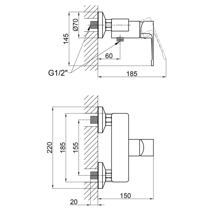 Змішувач для душу Qtap Vitkov 4019104C