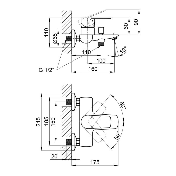 Смеситель для ванны Qtap Planice 3015107DC