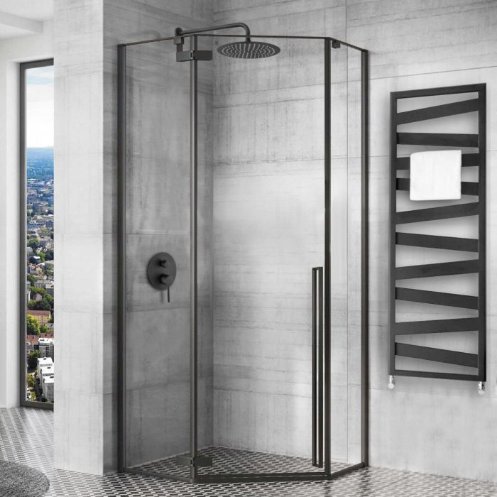 Душевая кабина Rea Diamond 80x80 R/L черный + Душевой поддон Rea 80x80