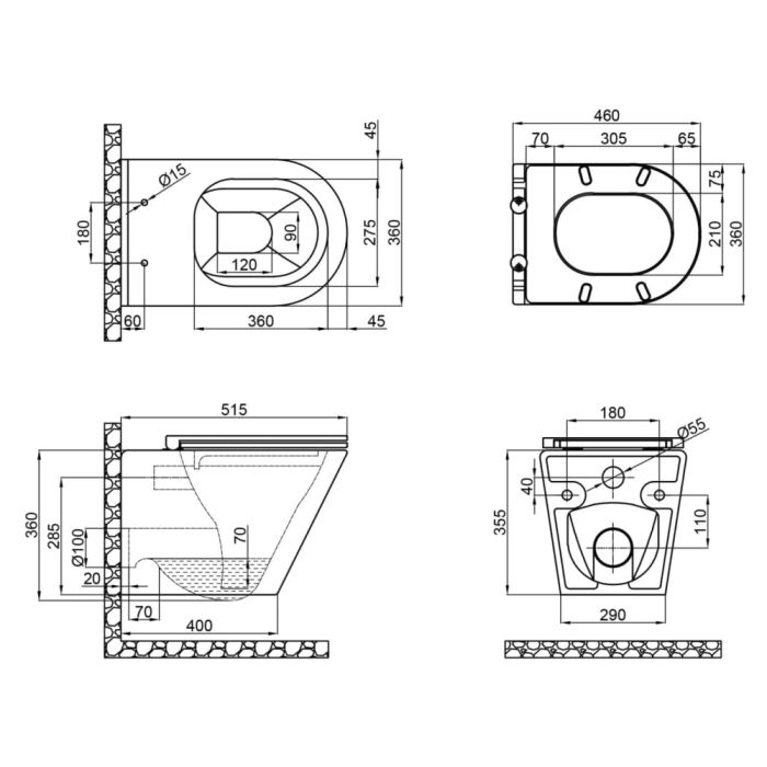 Унитаз подвесной Qtap Scorpio безобедочный с сиденьем Soft-close QT1433053ERW