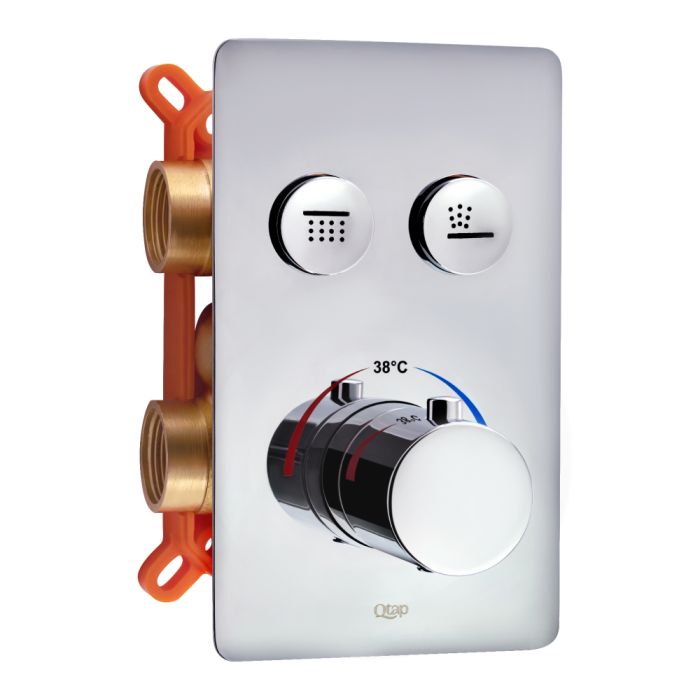 Смеситель термостатический скрытого монтажа для душу Qtap Votice 6442T105NKC для двух потребителей