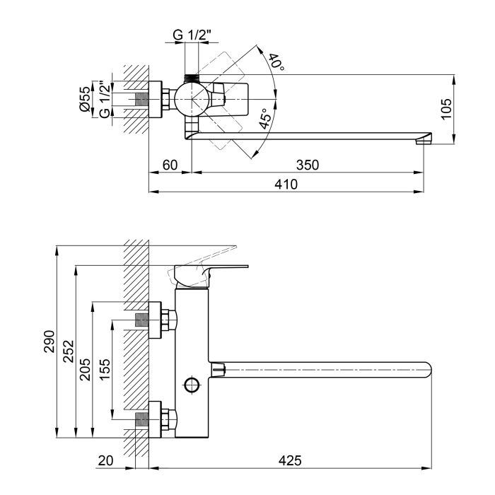 Смеситель для ванны Qtap Stenava 3245102FC