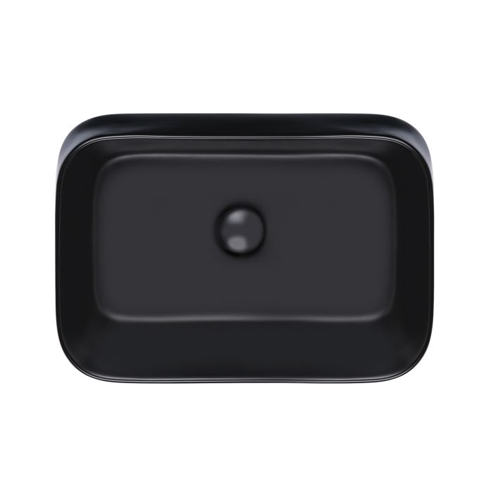 Раковина-чаша Qtap Scorpio 550х390х120 Matt black с донным клапаном QT14112243MB