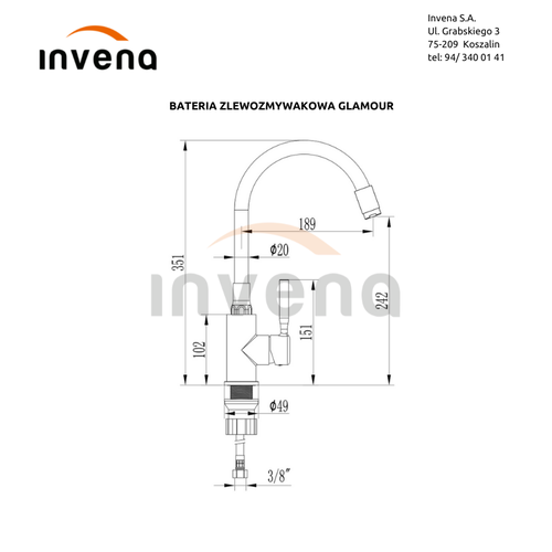 Смеситель для кухни с гибким изливом Invena Glamour BZ-02-L17