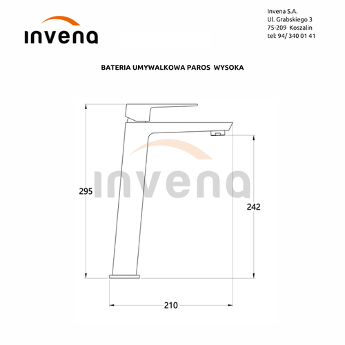 Смеситель для раковины Invena Paros черный BU-09-W04