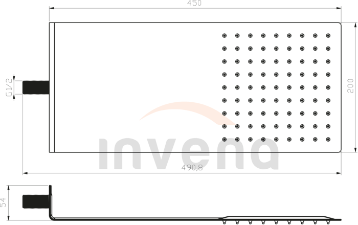 Верхний душ Invena прямоугольный хром SC-D1-040
