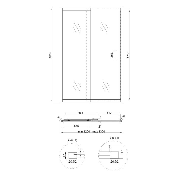 Душевые двери Qtap Taurus CRM2012-13.C6 120-130x185 см, стекло Clear 6 мм, покрытие CalcLess