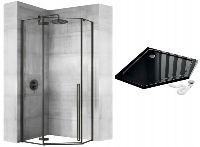 Душевая кабина Rea Diamond 90x90 R/L черный + Душевой поддон Rea 90x90