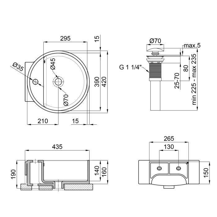 Раковина-чаша Qtap Swan 425х435х195 White з донним клапаном QT1611A005W