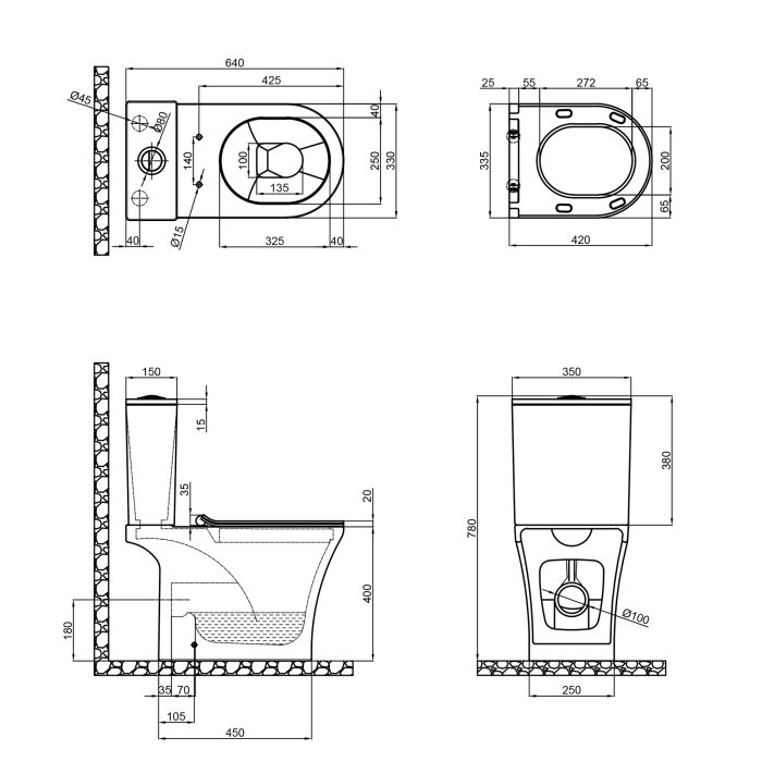 Унитаз-компакт Qtap Presto безобедочный с сиденьем Soft-close QT24221217AW