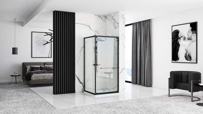 Душевая кабина Rea Space In 80x100 R/L черный + Душевой поддон Savoy черный
