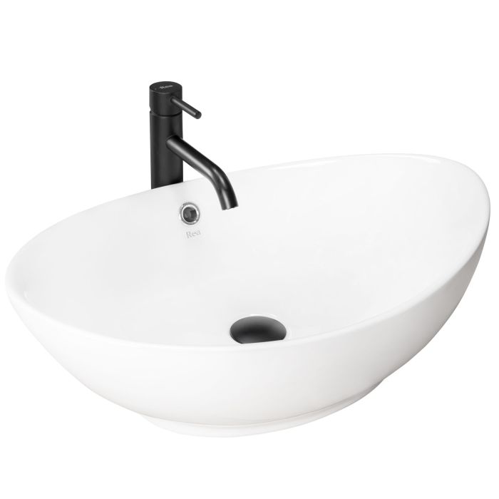 Раковина накладна Rea Wendy 590х381х192 білий