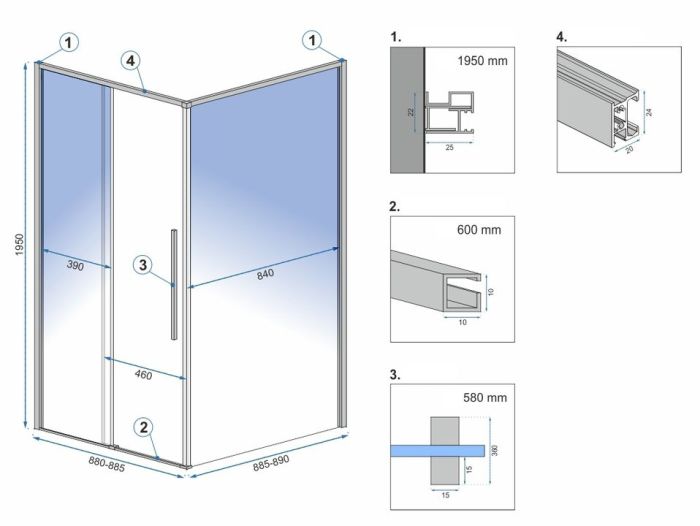 Душевая кабина Rea Solar 90x90 R/L золото