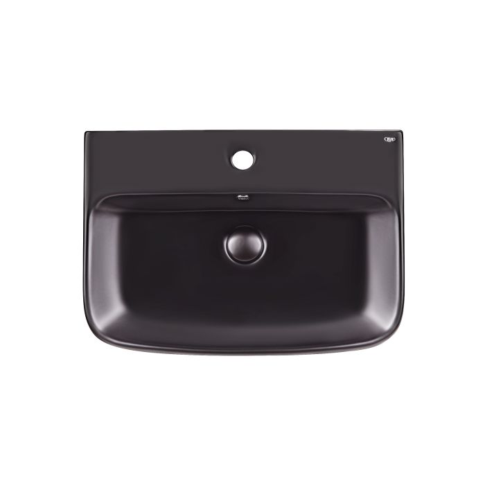 Раковина подвесная моноблок Qtap Crow 600х430х385 Matt black с донным клапаном QT0511G835MB