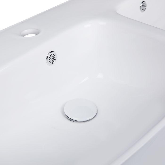 Раковина підвісна моноблок подвійна Qtap Virgo 1000х410х360 White з донним клапаном QT1811G760W