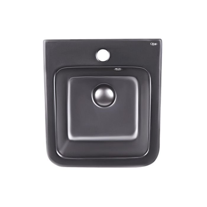 Раковина підвісна моноблок Qtap Tern 370х410х400 Matt black з донним клапаном QT1711G808MB