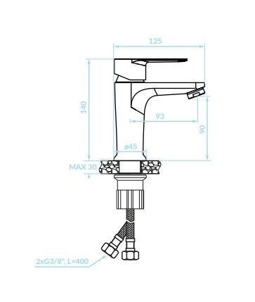 Смеситель для раковины Kuchinox Fresno хром BQF_022D