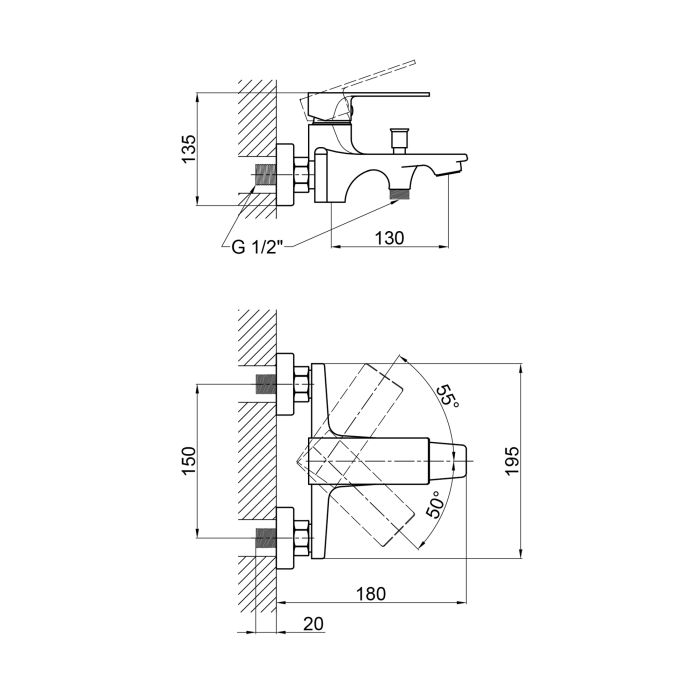 Смеситель для ванны Qtap Matice 3063103C